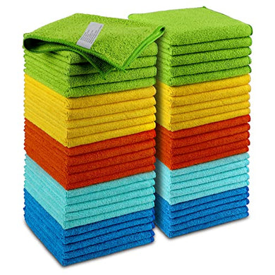 AIDEA Microfiber Cleaning Cloths-50 PK, Premium All-Purpose Car Cloth, Lint Free Dusting Cloth Cleaning Rags, Absorbent Cleaning Towel for Cars, SUVs, House, Kitchen, Window, Gifts(12in.x12in.)