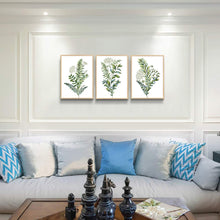 Natural Wood Frame 3 Pieces Framed Wall Art For Living Room Bathroom Wall Decorations Kitchen Wall Decor Canvas Print Decor Modern Simple Bedroom Home Decoration Green Leaves Poster Wall Paintings
