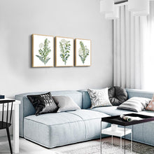 Natural Wood Frame 3 Pieces Framed Wall Art For Living Room Bathroom Wall Decorations Kitchen Wall Decor Canvas Print Decor Modern Simple Bedroom Home Decoration Green Leaves Poster Wall Paintings