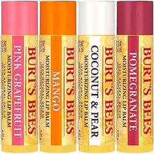 Burt's Bees Lip Balm Easter Basket Stuffers - Pink Grapefruit, Mango, Coconut & Pear, Pomegranate Pack, Lip Moisturizer With Beeswax, Tint-Free, Natural Conditioning Lip Treatment, 4 Tubes, 0.15 oz.