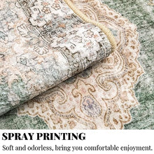 MUJOO Hallway Runner Rug 2'x8' Green Long Rug Runners Boho Machine Washable Non Slip Carpet for Entryway Kitchen Bathroom Bedside Retro Soft Low-Pile Blossom