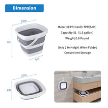 Craftend Collapsible Bucket, 5L 1.3Gallon Small Cleaning Mop Buckets for Household Outdoor Car Washing Tub Plastic Foldable Portable Camping Beach Sand Water Pot Pail Space Saving Square