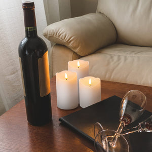 Eywamage White Flameless Pillar Candles with Remote, Flickering Realistic LED Wax Candles Battery Operated Christmas Decor, D 3" H 4" 5" 6"
