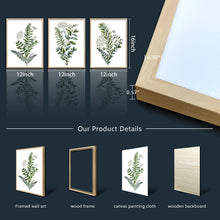 Natural Wood Frame 3 Pieces Framed Wall Art For Living Room Bathroom Wall Decorations Kitchen Wall Decor Canvas Print Decor Modern Simple Bedroom Home Decoration Green Leaves Poster Wall Paintings
