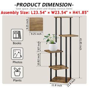 AZERPIAN Plant Stand 5 Tier Indoor Metal Flower Shelf for Multiple Plants Corner Tall Flower Holders for Patio Garden Living Room Balcony Bedroom, Black (5 Tier-Black)