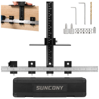 Cabinet Hardware Jig, Aluminum Alloy Pull Template with Adjustable of Door and Drawer Knobs Installation, Drill Guide Sleeve Drawer Pull Jig for Handles and Pulls