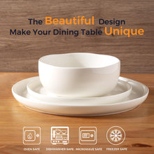AmorArc Stoneware Dinnerware Sets, Wavy Rim Ceramic Plates and Bowls Sets, Highly Chip and Crack Resistant | Dishwasher & Microwave & Oven Safe Dishes set, Service for 4 (12pc)