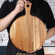 Acacia Wood Cutting Board with Handle Wooden Chopping Board Round Paddle Cutting Board for Meat Bread Serving Board Charcuterie Boards Chopping Blocks Circular Circle Carving Cutting Board