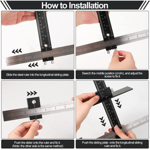 Cabinet Hardware Jig, Aluminum Alloy Pull Template with Adjustable of Door and Drawer Knobs Installation, Drill Guide Sleeve Drawer Pull Jig for Handles and Pulls