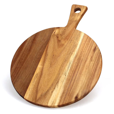 Acacia Wood Cutting Board with Handle Wooden Chopping Board Round Paddle Cutting Board for Meat Bread Serving Board Charcuterie Boards Chopping Blocks Circular Circle Carving Cutting Board