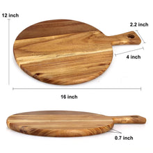 Acacia Wood Cutting Board with Handle Wooden Chopping Board Round Paddle Cutting Board for Meat Bread Serving Board Charcuterie Boards Chopping Blocks Circular Circle Carving Cutting Board