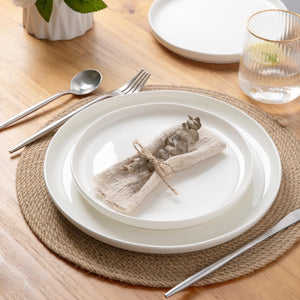 AmorArc Stoneware Dinnerware Sets, Wavy Rim Ceramic Plates and Bowls Sets, Highly Chip and Crack Resistant | Dishwasher & Microwave & Oven Safe Dishes set, Service for 4 (12pc)