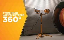 Woods L13 Twin Head Work Light, Adjustable Tripod Up To 42 Inches Tall, 16,000 Lumen, 4-Foot 18/3 Cord, Cord Storage Bracket, Weather Proof Power Switch Per Lamp For Individual Control (Includes 2 500-watt Quartz Halogen Bulbs) - Grace on Broadway 
