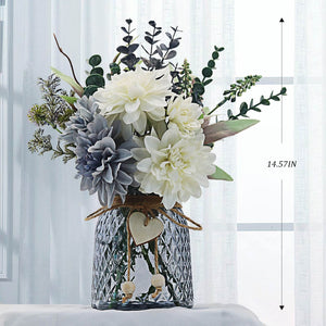 Leftover Faux Flowers in Vase,Artificial Flowers in Vase,Table Centerpieces for Dining Room,Flower Centerpieces for Tables,Fake Flowers with Vase,Kitchen Table Decor,Coffee Table Decor