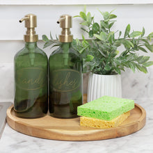 Darware Green Glass Soap Dispensers (2-Pack, Gold Metal Pumps, 16-Ounce); Decorative Pump Bottles for Kitchen and Bathroom