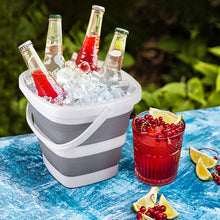 Craftend Collapsible Bucket, 5L 1.3Gallon Small Cleaning Mop Buckets for Household Outdoor Car Washing Tub Plastic Foldable Portable Camping Beach Sand Water Pot Pail Space Saving Square