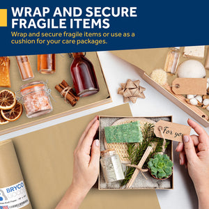 Bryco Goods 18" x 1,200" Brown Kraft Packing Paper - Versatile for Different Arts and Crafts Projects - Pin Up Your Work Or School Notes - Create Vision Board for Your Bedroom - Everything in A Roll